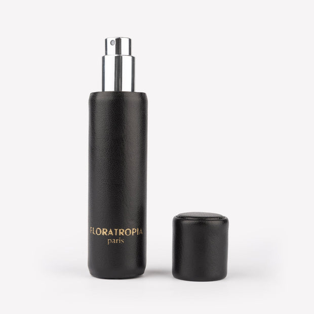 Vaporisateur parfum rechargeable EDMOND noir (marquage or) ouvert