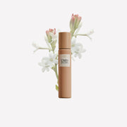 Vaporisateur rechargeable du parfum naturel L'Ambre des Fleurs, avec superposition végétale